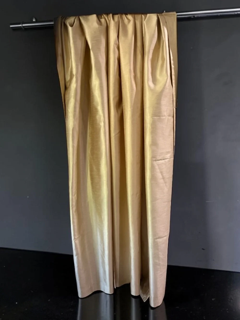 RODEO HOME Gold Faux Silk Taffeta Curtain Panel 54”x90”